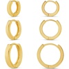 Amazon Essentials 14K Gold or Sterling Silver Plated Hoop Set(Yellow Gold)