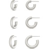 Amazon Essentials 14K Gold or Sterling Silver Plated Thick Tube Hoop Set(Silver)