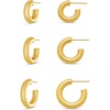 Amazon Essentials 14K Gold or Sterling Silver Plated Thick Tube Hoop Set(Yellow Gold)