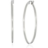 Amazon Essentials Stainless Steel Rounded Tube Hoop Earrings (50mm), (previously Amazon Collection)(Stainless Steel)