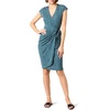 Amazon Essentials Women’s Classic Cap Sleeve Wrap Dress with V Neck, Pleated Waist (Available in Plus Size)(Blue  Dots)