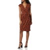 Amazon Essentials Women’s Classic Cap Sleeve Wrap Dress with V Neck, Pleated Waist (Available in Plus Size)(Brown  Floral Print)