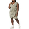 Amazon Essentials Women’s Classic Cap Sleeve Wrap Dress with V Neck, Pleated Waist (Available in Plus Size)(Tan  Classic Animal Print)