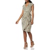 Amazon Essentials Women’s Classic Cap Sleeve Wrap Dress with V Neck, Pleated Waist (Available in Plus Size)(Tan Animal Print)