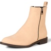 Amazon Essentials Women’s Exterior Zip Flat Ankle Boot(Beige Faux Suede)