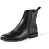 Amazon Essentials Women’s Exterior Zip Flat Ankle Boot(Black Faux Leather)