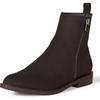 Amazon Essentials Women’s Exterior Zip Flat Ankle Boot(Black Faux Suede)