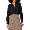 Amazon Essentials Women’s Georgette Long Sleeve Relaxed-Fit Popover Blouse, Business Casual, Dress Blouses for Office Work(Black)