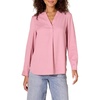 Amazon Essentials Women’s Georgette Long Sleeve Relaxed-Fit Popover Blouse, Business Casual, Dress Blouses for Office Work(Mauve)
