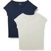 Amazon Essentials Women’s Jersey Regular-Fit Short-Sleeve Boat-Neck Dolman T-Shirt(Navy/Sand)