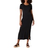 Amazon Essentials Women’s Jersey Standard-Fit Short-Sleeve Crewneck Side Slit Maxi Dress(Black)
