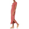 Amazon Essentials Women’s Jersey Standard-Fit Short-Sleeve Crewneck Side Slit Maxi Dress(Brick)