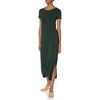 Amazon Essentials Women’s Jersey Standard-Fit Short-Sleeve Crewneck Side Slit Maxi Dress(Deep Green)