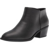 Amazon Essentials Women’s Low Heel Ankle Boots with Side Zipper, Stacked Block Heel(Black Faux Leather)