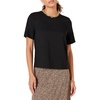 Amazon Essentials Women’s Regular-Fit Georgette Short Sleeve Top(Black)