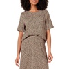 Amazon Essentials Women’s Regular-Fit Georgette Short Sleeve Top(Taupe Leopard)