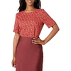 Amazon Essentials Women’s Regular-Fit Georgette Short Sleeve Top(Tomato Red Ditsy Floral)