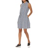 Amazon Essentials Women’s Sleeveless Summer Shirtdress, Relaxed-Fit Woven Lightweight Dress, Knee Length(Navy White Petals)