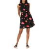 Amazon Essentials Women’s Sleeveless Summer Shirtdress, Relaxed-Fit Woven Lightweight Dress, Knee Length(Pink and Black Floral)