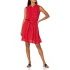 Amazon Essentials Women’s Sleeveless Summer Shirtdress, Relaxed-Fit Woven Lightweight Dress, Knee Length(Red Leaf)
