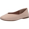 Amazon Essentials womens Comfortable Square-Toe Slip On Ballet Flat(Beige)