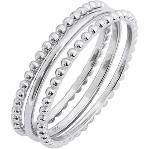 Amazon Essentials 14K Gold or Rhodium Plated Sterling Silver Stacking Ring Set of 3(Rhodium)
