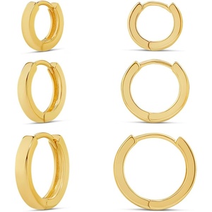 Amazon Essentials 14K Gold or Sterling Silver Plated Hoop Set(Yellow Gold)