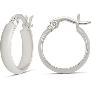 Amazon Essentials 14K Gold or Sterling Silver Plated Polished Dome Hoop(Silver)