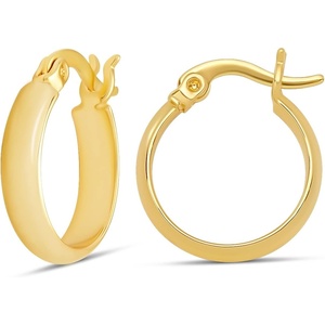 Amazon Essentials 14K Gold or Sterling Silver Plated Polished Dome Hoop(Yellow Gold)