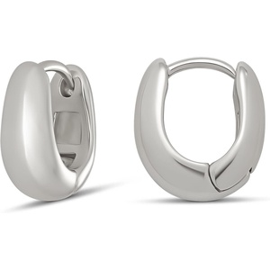 Amazon Essentials 14K Gold or Sterling Silver Plated Teardrop Huggie Hoop 12mm(Silver)