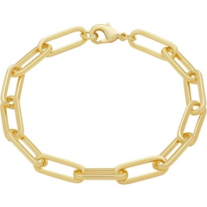 Amazon Essentials 14k Gold Plated or Silver Plated Chunky Chain Link Bracelet 7.5″(Yellow Gold)