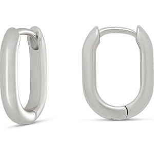 Amazon Essentials 14k Gold Plated or Silver Plated Modern Oval Hoop Earrings(Silver)
