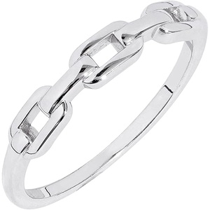 Amazon Essentials Plated Sterling Silver Chain Link Accent Ring(Rhodium)
