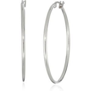 Amazon Essentials Stainless Steel Rounded Tube Hoop Earrings (50mm), (previously Amazon Collection)(Stainless Steel)