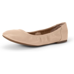 Amazon Essentials Women’s Belice Comfortable Slip-On Ballet Flats Shoes(Beige Faux Leather)