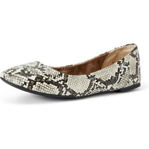 Amazon Essentials Women’s Belice Comfortable Slip-On Ballet Flats Shoes(Black White Faux Snake Skin)