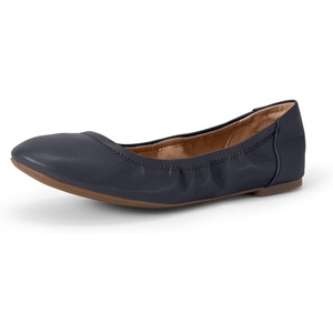 Amazon Essentials Women’s Belice Comfortable Slip-On Ballet Flats Shoes(Navy Faux Leather)