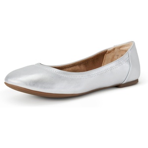 Amazon Essentials Women’s Belice Comfortable Slip-On Ballet Flats Shoes(Silver)