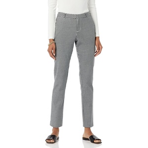 Amazon Essentials Women’s Bi-Stretch Full Length Straight Leg Pant(White Gingham)