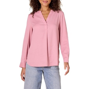 Amazon Essentials Women’s Georgette Long Sleeve Relaxed-Fit Popover Blouse, Business Casual, Dress Blouses for Office Work(Mauve)