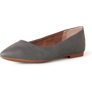 Amazon Essentials Women’s Pointed-Toe Ballet Flats(Charcoal)