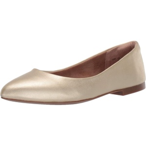 Amazon Essentials Women’s Pointed-Toe Ballet Flats(Gold)