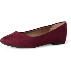 Amazon Essentials Women’s Pointed-Toe Ballet Flats(Maroon)