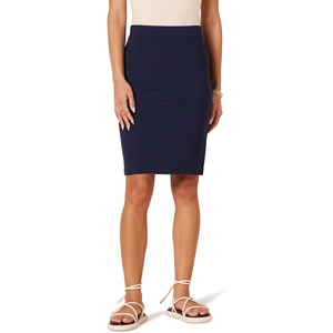 Amazon Essentials Women’s Ponte Pull-On Fitted Pencil Skirt, Business Casual, Everyday Wear(Navy)