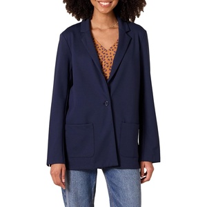 Amazon Essentials Women’s Relaxed-Fit Soft Ponte Blazer(Navy)
