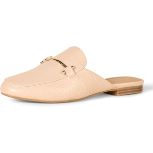 Amazon Essentials Women’s Slip-on Backless Buckle Mule Loafer, Beige Crocodile Leather(Beige Crocodile)