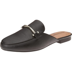 Amazon Essentials Women’s Slip-on Backless Buckle Mule Loafer, Beige Crocodile Leather(Black)