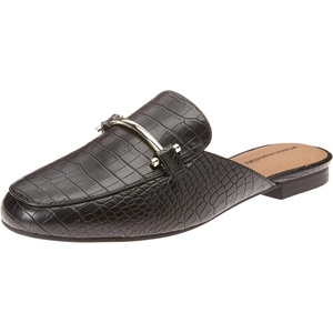Amazon Essentials Women’s Slip-on Backless Buckle Mule Loafer, Beige Crocodile Leather(Black Crocodile Print)