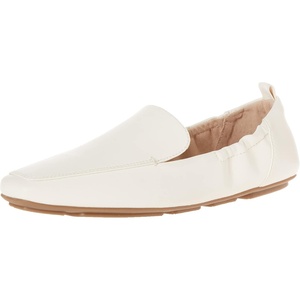 Amazon Essentials Women’s Square Toe Soft Slip-On Loafer(Ecru Faux Leather)