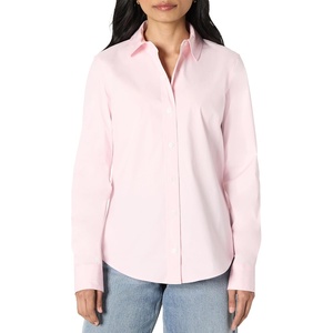 Amazon Essentials Women’s Stretch Poplin Button-Up Dress Shirt(Light Pink)